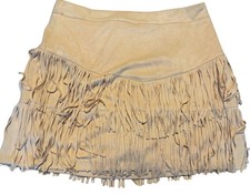 Beige Faux Suede Tasseled Mini Skirt Women  s Size Small New With Tags Western