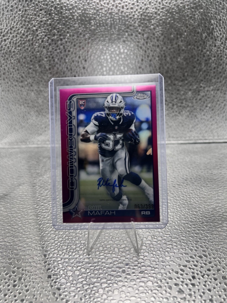 Phil Mafah 2025 Topps Chrome #RA-PM Pink Refractor RC Auto /399 Rookie Cowboys