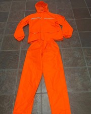  Orange Waterproof Rain Suit Jacket and Pants Set Men's Large...VGUC  