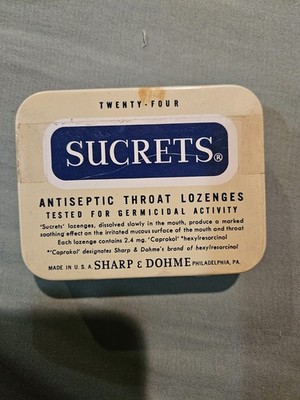 Vintage Medicine Tin Sucrets Antiseptic Throat Lozenges Empty Tin