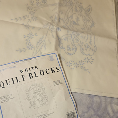 Jack Dempsey White Quilt Blocks Horse Design Embroidery Pattern Set