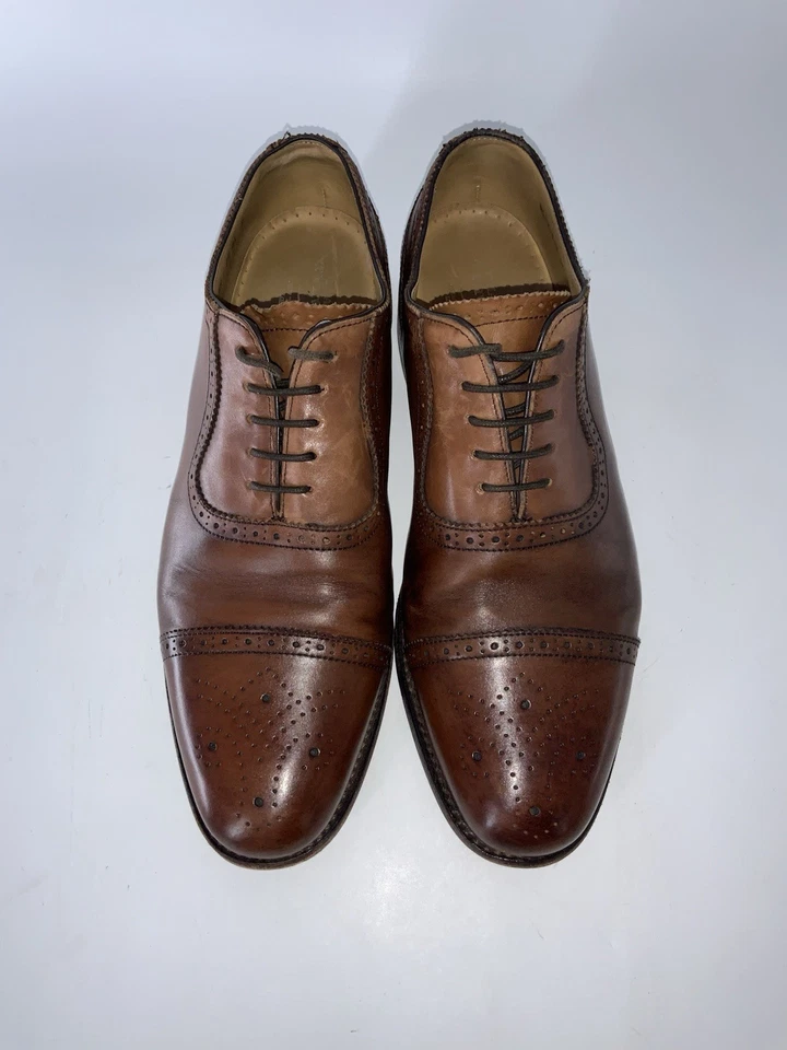 Charles Tyrwhitt Zapatos Oxford Hombres Talla 10 Marrón Brogue Cuero Puntera Inglaterra YGI Foto 4 de 4