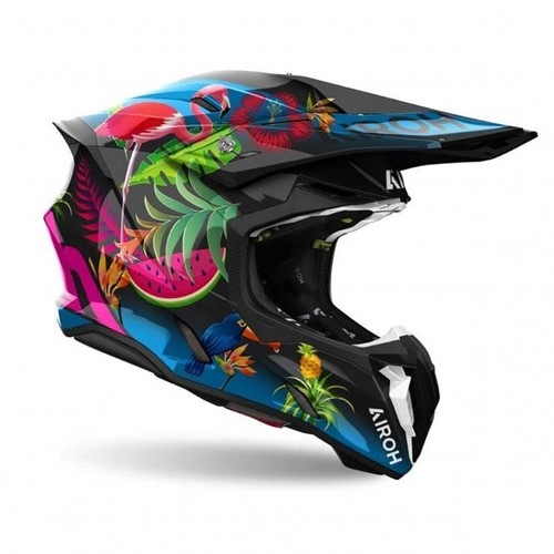 Casco Airoh (Adulto) MX - Twist 3.0 AMAZONIA - Nero/Rosa Fluo/Blu - Foto 2 di 18