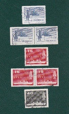 Sweden 1958 lot 3 stamps & 2 pair Mi#434;436-437 used - Sea and Helicopter Mail