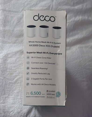 TP-Link Deco AX3000 WiFi 6 Mesh System (X55) | 6500 Sq.Ft., 3000 Mbps, 3-Pack - Afbeelding 4 van 5