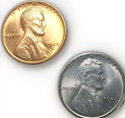 WW Two 1942 S & 1943 S Lincoln Copper Steel Wheat 1C Penny Gem BU 2 Pc Set 