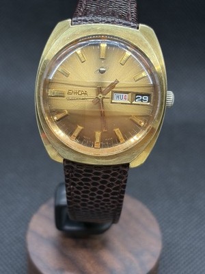 Vintage Enicar Ocean Pearl Automatic Day Date Faceted Crystal