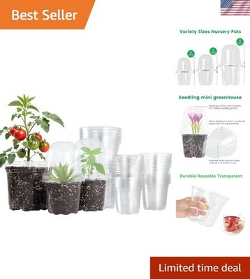 Clear Plant Pots with Humidity Domes - 36 Total for Seed Starting & Propagation
