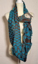 NEW Rising Tide Infinity Scarf Teal Black NWT Fringe Women's 0730