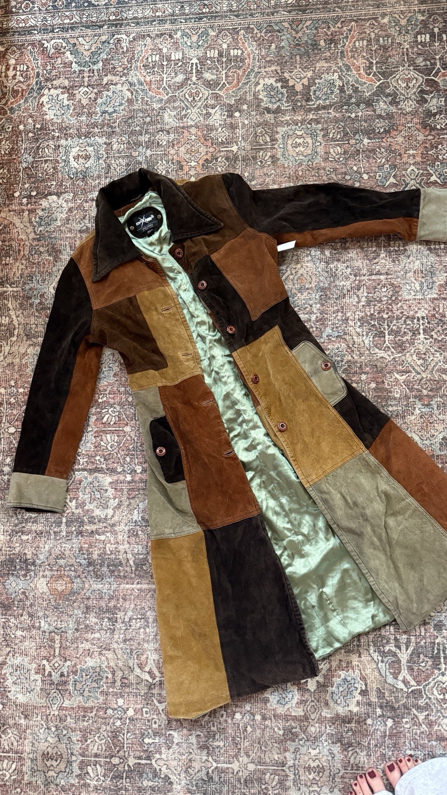 Wilson’s Leather Patchwork Coat Long Size Small - image 4