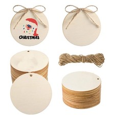 50PCS Round Wooden Circles with Holes, 3 Inch Wood Discs for Crafts, Blank Wo...