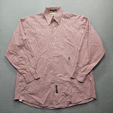 Tommy Hilfiger Mens Size Large Red White Stripe Long Sleeve Button Down Shirt