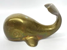 Vintage Penco Brass Whale 3.5" Figurine Paperweight Nautical Sculpture