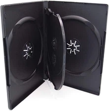 25 Pack  Standard 14Mm Black Quad 4 Disc DVD Cases with Double Sided Flip Tray a