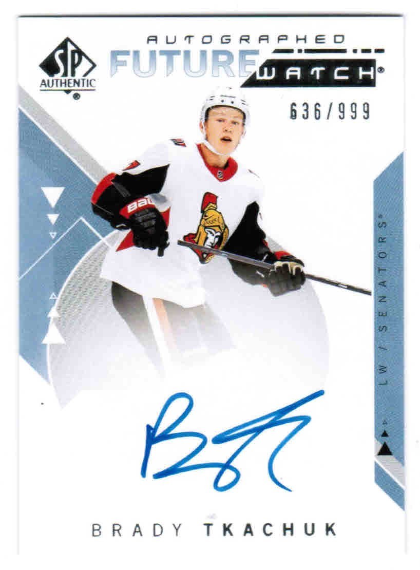 18/19 2018 SP AUTHENTIC BRADY TKACHUK #200 FUTURE WATCH AUTOGRAPH AUTO RC /999