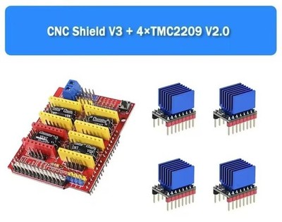 CNC Shield V3 and 4 TMC2209 Stepper Drivers with Heatsinks