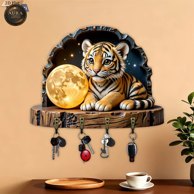 Wand Schlüsselanhänger 30cm - Nachttiger Organizer 2D 4 Haken Eingang