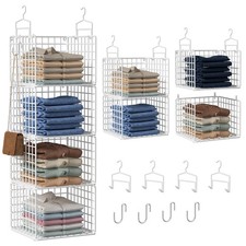 Hanging Closet Organizer, 4 Tier Metal Closet Organizers and Storage with 4 H...
