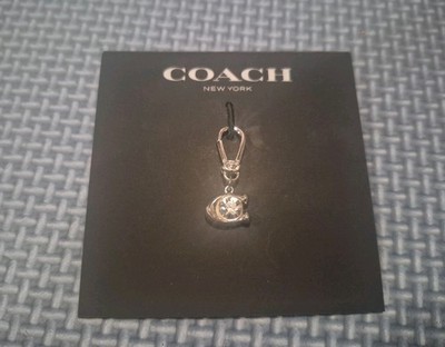 Coach New York Mini Bag Charm NWT Silver Toned C Symbol With Crystal Center