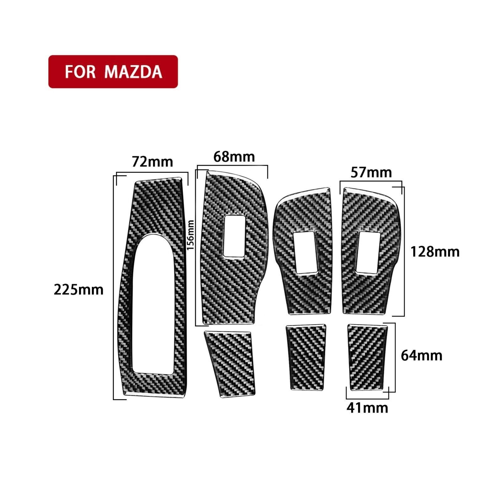 7Pcs Real Carbon Fiber Window Lift Switch Panel Cover For Mazda 3 Axela 2020-24