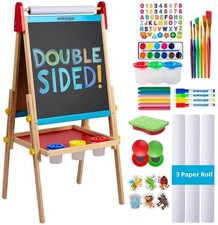 Blue Squid Art Easel for Kids with Paper Roll x 3, Includes 100+ Accessories, Do