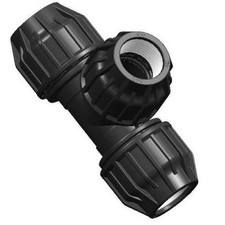 Black MDPE 25mm x 25mm Plastic Tee Water Pipe Underground Alprene Fitting