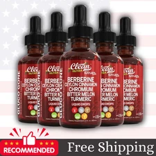 5 PacK Clean Nutra Berberine with Ceylon Cinnamon Supplement Liquid Drops USA