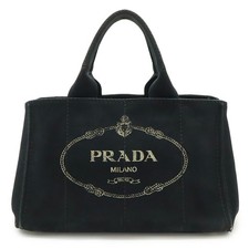 Prada Canapa Canvas Tote Bag Women Black One Size 676844