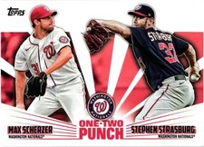 2023 Topps Series 1 One-Two Punch Stephen Strasburg Max Scherzer #12P-16 ExMt