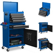 Rolling Tool Chest Combo w/ 5 Drawers Adjustable Shelf Locking System Home