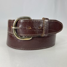 Vintage Warped Brown Harness Cowhide Work Belt - Made in USA - Size 34