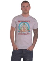 Iron Maiden T Shirt Powerslave Egypt Band Logo Nue Offiziell Herren Heather Grau