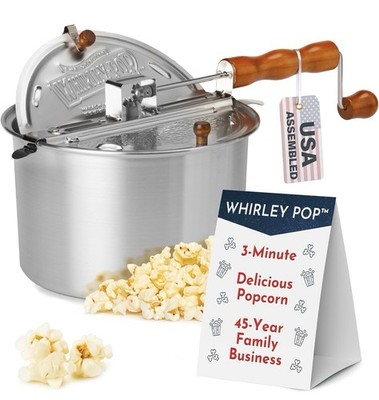 The Genuine Whirley-Pop Popcorn Maker 6 Qt. Steel Hand Crank New