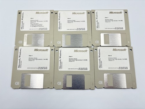 Microsoft Windows 3.1 on 3.5" 1.44MB 6 Floppy Disks Install Setup - TESTED