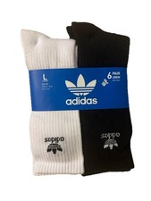  BH6437 Adidas Trefoil 6 Pack white black Crew Socks sz L 8-12 A11