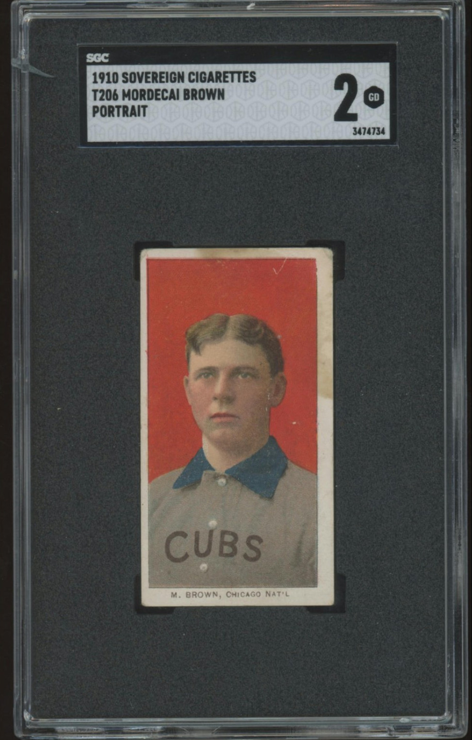 1909 T206 Mordecai Brown Portrait Sovereign SGC 2