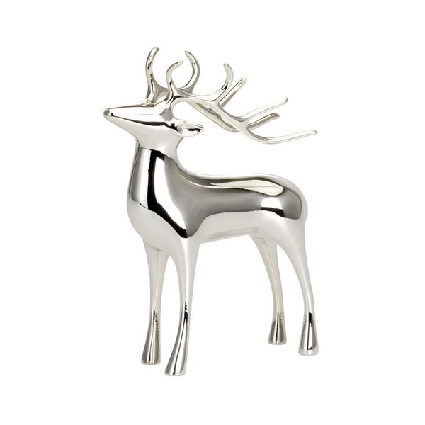 Deko Rentier Figur 25X18 Cm Versilbert Stehend Wildfigur Weihnachten Adventsdeko-image