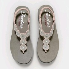 Skechers Meditation Vegan Sling Back Sandals Stars  Sparkle Pink Size 8