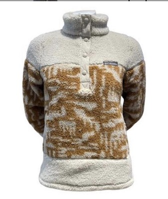 Columbia Men s Rugged Ridge Patterned Brown Tan Half Snap Fleece Pullover, Sz XL