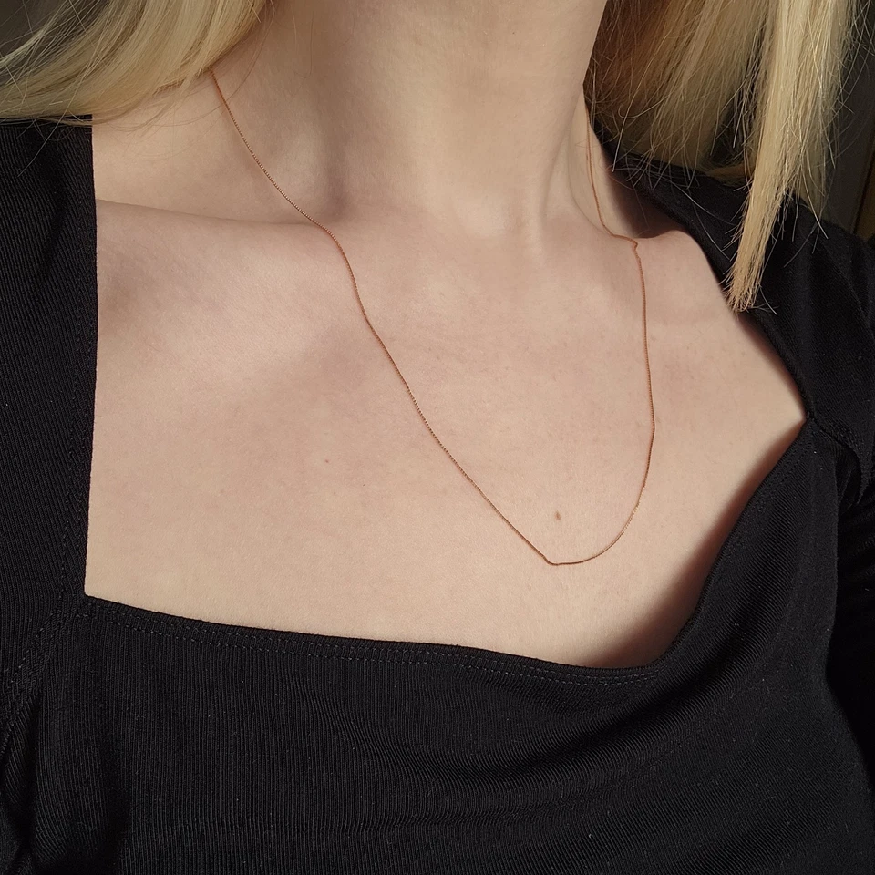 Collar cadena caja oro rosa 14ct 21,5" Foto 3 de 4