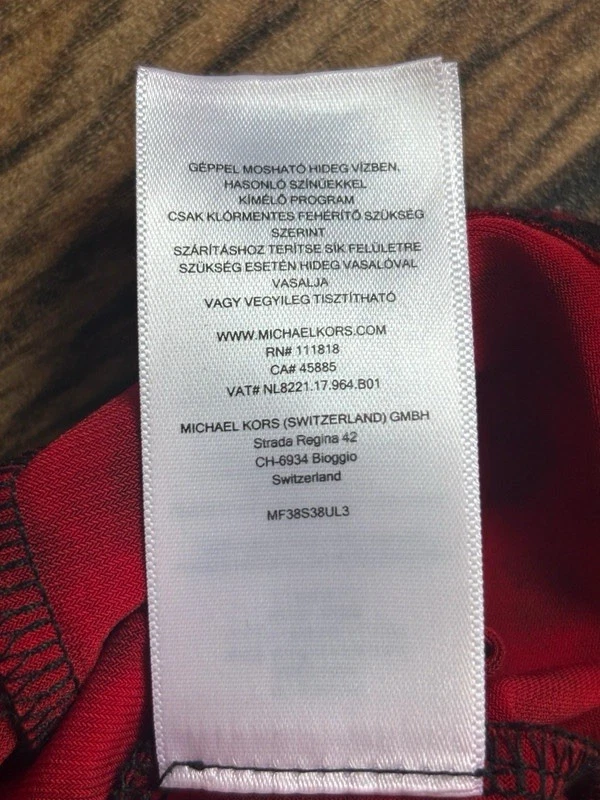 Abito donna Michael Kors stampa animalier rosso drappeggiato taglia L large