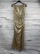 Christina Wu Celebration Dress Womens 10 Gold Sequin Maxi Formal Gown 22916