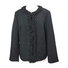 Chicos Jacket Forget Me Knot Nourene Blazer Black Textured Subtle Leopard SZ 12