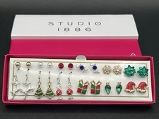 NEW AVON Studio 1886 Christmas Holly Jolly 12 Piece Earring Set