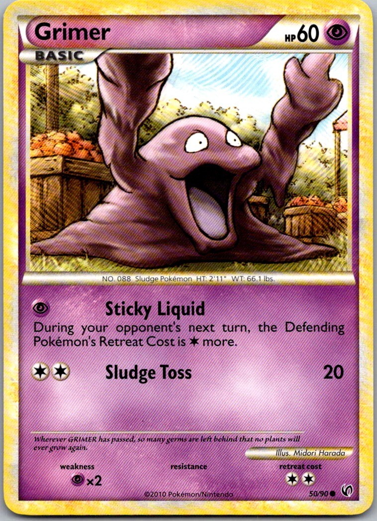 Grimer 50/90 Common HGSS Undaunted Pokemon Near Mint