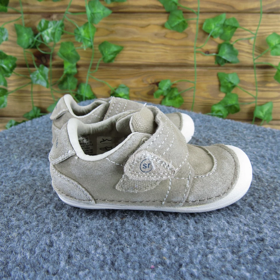 Stride Rite Boys Sneaker Kellen Sz T 4.5 Medium Taupe Leather Hook & Loop - Image 3 of 4