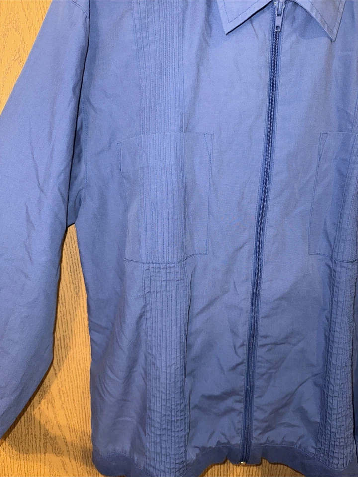 Men’s Vintage Haband Lightweight Full zip up Pleated Jacket Long Sleeve M Blue - Image 4 of 4