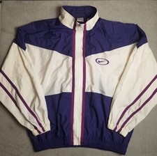 Vtg Nike Full Zip Track Jacket Windbreaker Center Swoosh 90s Women's Sz L 12/14