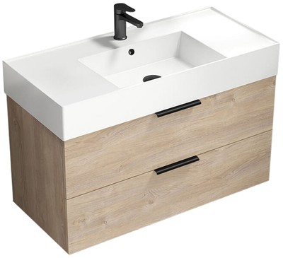 Nameeks Derin-4018-W Derin 40'' Wall Mounted Single Basin Vanity - Brown Oak