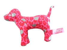 Victoria's Secret Pink Plush Dog Pink Cheetah Animal Print Silver Polka Dots